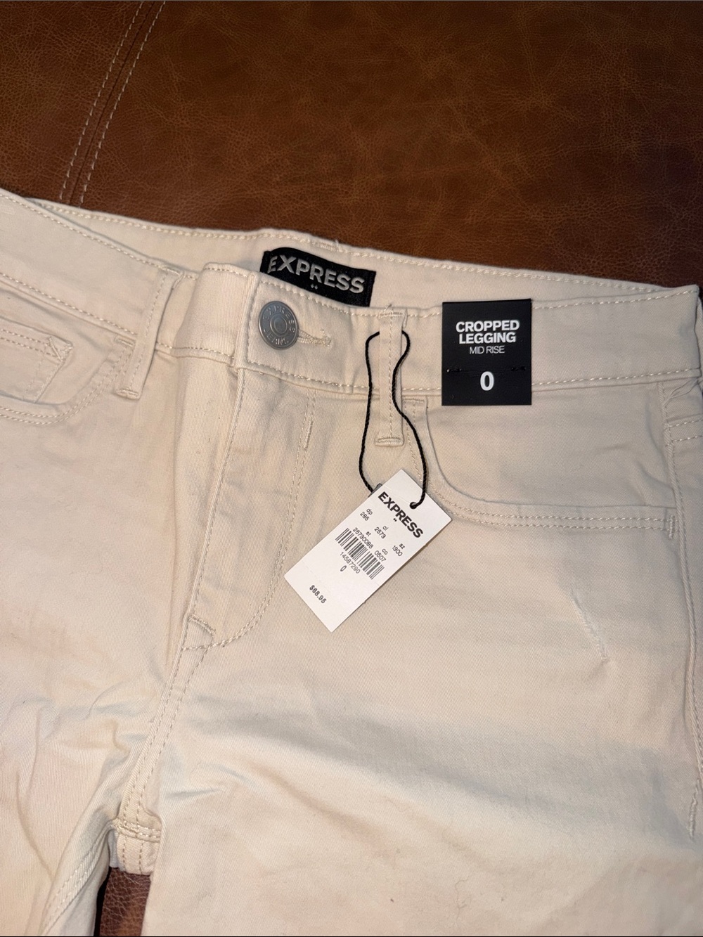 Express Cropped Legging Mid Rise Pants - Cream